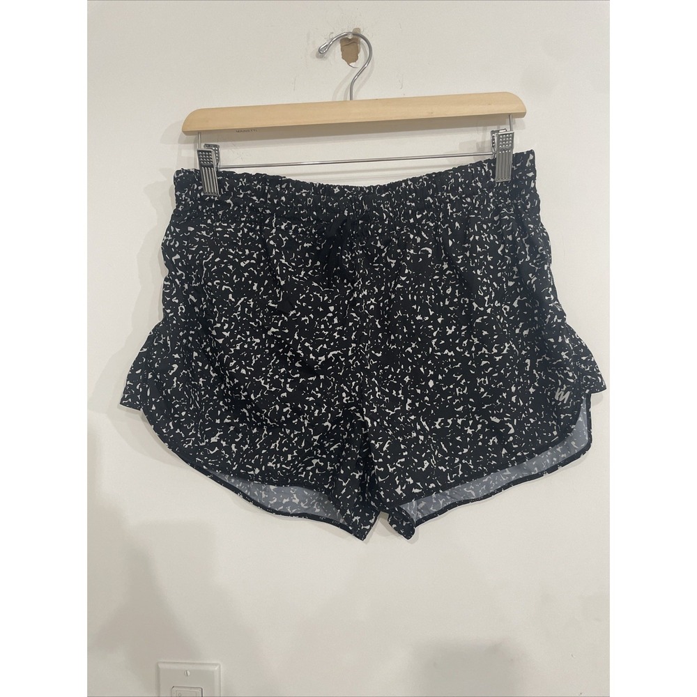 Nicole Miller New York Active Shorts Womens Large Black Speckle Running Shorts
